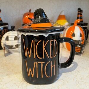 RAE DUNN HALLOWEEN WICKED WITCH HAT TOPPER LIDDED MUG COFFEE CUP SPOOKY CUTE